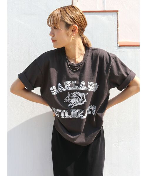 MIXTA（ミクスタ）の「Mixta別注 WILD KATS Tee（Tシャツ/カットソー・レディース・チャコールグレー/アイボリー/オレンジ・FREE）」の22枚目の写真