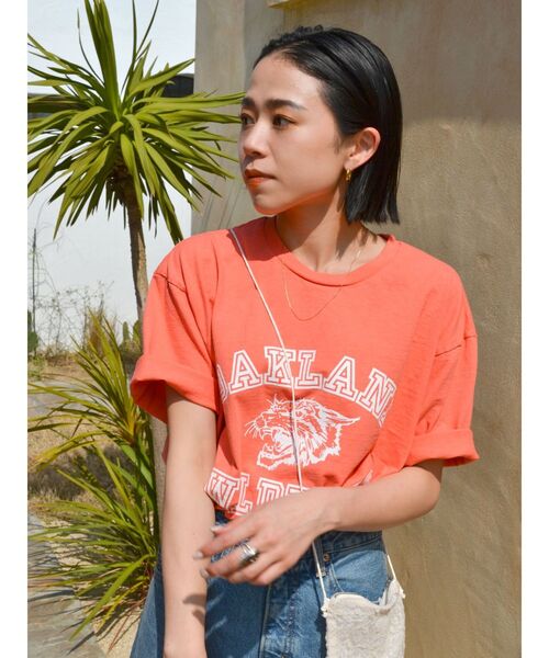 MIXTA（ミクスタ）の「Mixta別注 WILD KATS Tee（Tシャツ/カットソー・レディース・チャコールグレー/アイボリー/オレンジ・FREE）」の6枚目の写真