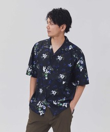 PLUS ONE(プラスワン)【メンズ】総柄プリント半袖シャツ
