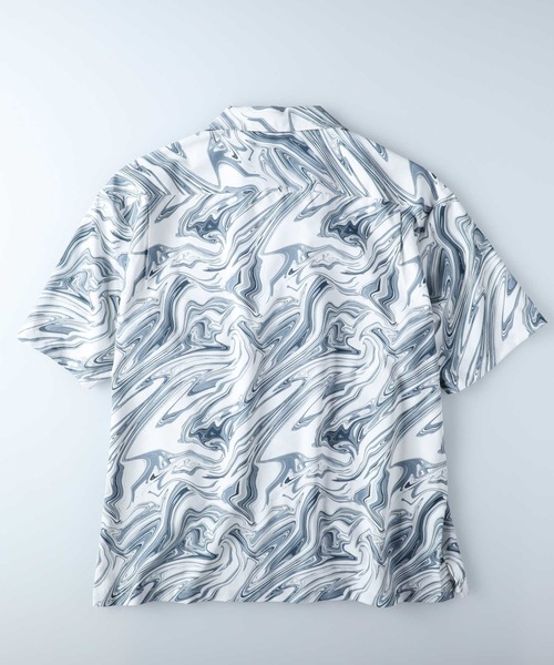 PLUS ONE（プラスワン）の「【PLUS ONE】総柄プリント半袖シャツ（シャツ/ブラウス・メンズ・パープル/グレー×ホワイト/グリーン・L/M/XL）」の9枚目の写真