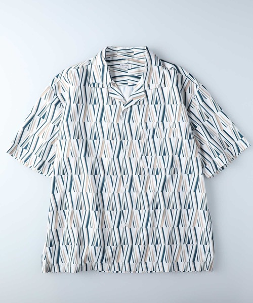 PLUS ONE（プラスワン）の「【PLUS ONE】総柄プリント半袖シャツ（シャツ/ブラウス・メンズ・パープル/グレー×ホワイト/グリーン・L/M/XL）」の15枚目の写真