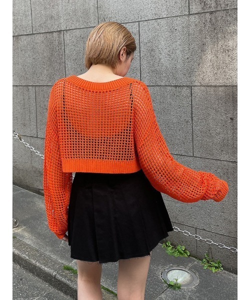 ENVYM(アンビー)の「メッシュショートKNIT(ニット/セーター・レディース・グリーン/オレンジ/アイボリー/ブラック・FREE)」の12枚目の写真