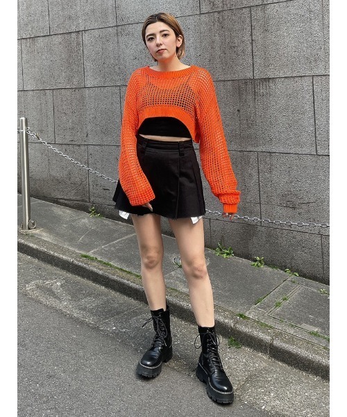 ENVYM(アンビー)の「メッシュショートKNIT(ニット/セーター・レディース・グリーン/オレンジ/アイボリー/ブラック・FREE)」の13枚目の写真