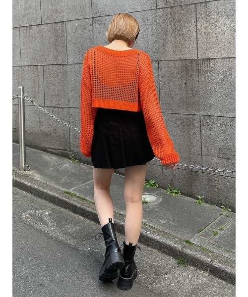 ENVYM(アンビー)の「メッシュショートKNIT(ニット/セーター・レディース・グリーン/オレンジ/アイボリー/ブラック・FREE)」の15枚目の写真