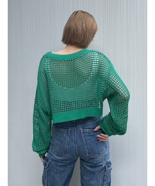 ENVYM(アンビー)の「メッシュショートKNIT(ニット/セーター・レディース・グリーン/オレンジ/アイボリー/ブラック・FREE)」の17枚目の写真