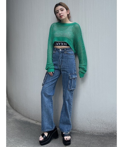 ENVYM(アンビー)の「メッシュショートKNIT(ニット/セーター・レディース・グリーン/オレンジ/アイボリー/ブラック・FREE)」の18枚目の写真