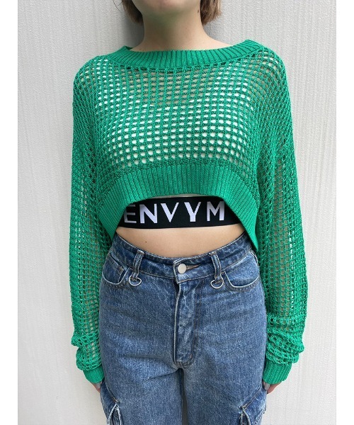 ENVYM(アンビー)の「メッシュショートKNIT(ニット/セーター・レディース・グリーン/オレンジ/アイボリー/ブラック・FREE)」の21枚目の写真