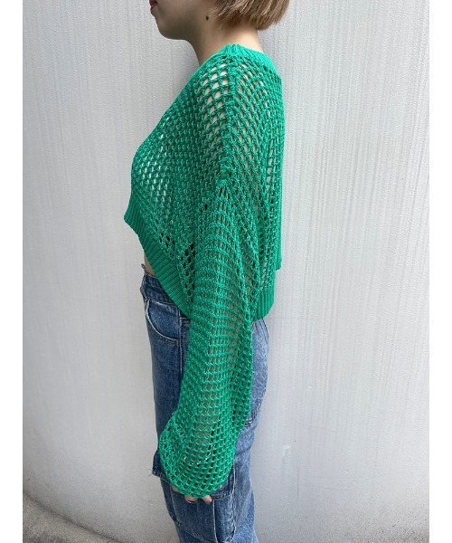 ENVYM(アンビー)の「メッシュショートKNIT(ニット/セーター・レディース・グリーン/オレンジ/アイボリー/ブラック・FREE)」の22枚目の写真