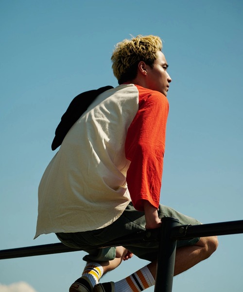 AOZORA（アオゾラ）の「AOZORA/アオゾラ　天竺ラグラン7分袖（Tシャツ/カットソー・メンズ・レッド/ブルー・X-LARGE/LARGE/MEDIUM）」の13枚目の写真