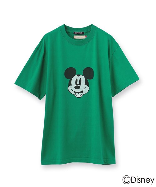 Goodフェード ディズニー Tシャツ 頬杖 お座り 青パン ミッキー 緑 Goodフェード ディズニー Tシャツ 頬杖 お座り 青パン ミッキー
