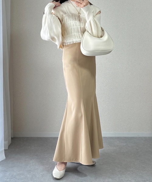 Ada.(エイダ)の「シワになりにくい 美シルエット フレア マーメイドスカート(スカート・レディース・ブラック/ベージュ/アイボリー/ブルー系その他/ライトグリーン・M/L)」の18枚目の写真