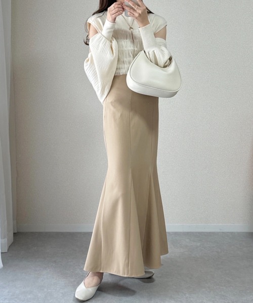 Ada.(エイダ)の「シワになりにくい 美シルエット フレア マーメイドスカート(スカート・レディース・ブラック/ベージュ/アイボリー/ブルー系その他/ライトグリーン・M/L)」の19枚目の写真