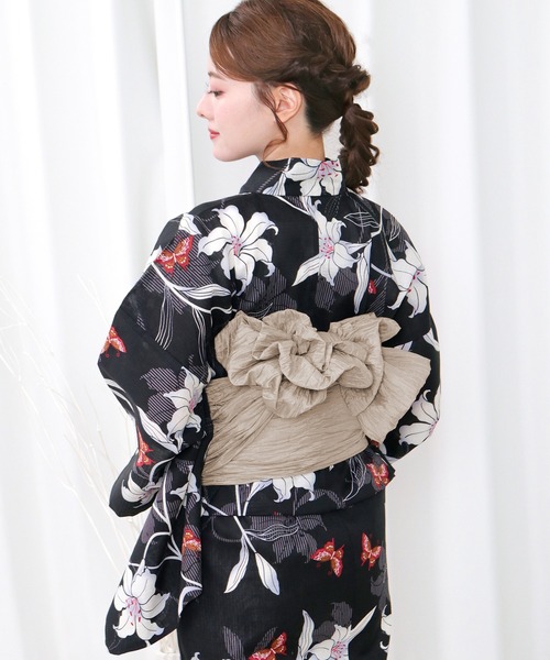 KYOETSU（キョウエツ）の「1人で簡単着付け 浴衣 レディース 6点セット( 浴衣 + 帯 + 下駄 + 肌着 + 腰紐2枚 ) D（浴衣・レディース・ホワイト系その他/パープル系その他/レッド系その他/ブルー系その他/ブルー系その他2/イエロー系その他/イエロー系その他2/ブラック系その他・フリー）」の19枚目の写真