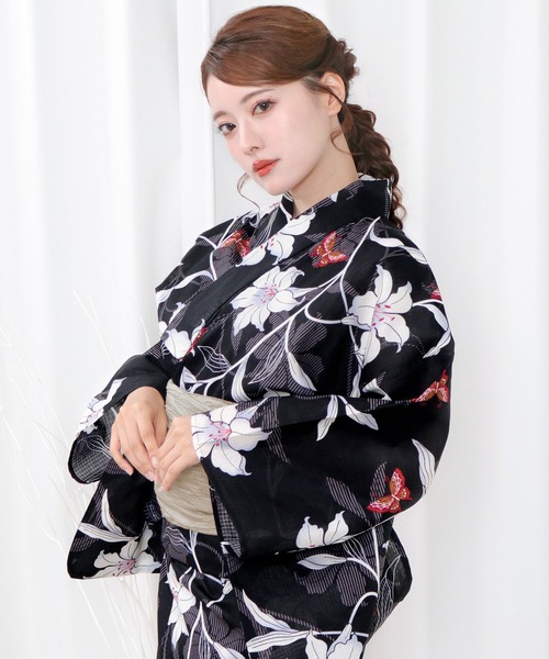 KYOETSU（キョウエツ）の「1人で簡単着付け 浴衣 レディース 6点セット( 浴衣 + 帯 + 下駄 + 肌着 + 腰紐2枚 ) D（浴衣・レディース・ホワイト系その他/パープル系その他/レッド系その他/ブルー系その他/ブルー系その他2/イエロー系その他/イエロー系その他2/ブラック系その他・フリー）」の16枚目の写真