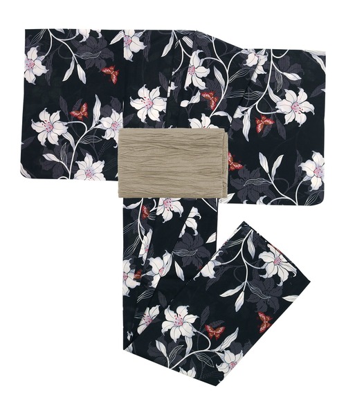 KYOETSU（キョウエツ）の「1人で簡単着付け 浴衣 レディース 6点セット( 浴衣 + 帯 + 下駄 + 肌着 + 腰紐2枚 ) D（浴衣・レディース・ホワイト系その他/パープル系その他/レッド系その他/ブルー系その他/ブルー系その他2/イエロー系その他/イエロー系その他2/ブラック系その他・フリー）」の14枚目の写真