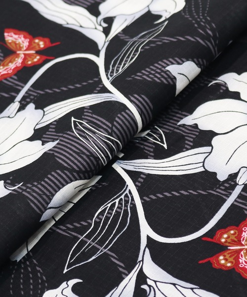 KYOETSU（キョウエツ）の「1人で簡単着付け 浴衣 レディース 6点セット( 浴衣 + 帯 + 下駄 + 肌着 + 腰紐2枚 ) D（浴衣・レディース・ホワイト系その他/パープル系その他/レッド系その他/ブルー系その他/ブルー系その他2/イエロー系その他/イエロー系その他2/ブラック系その他・フリー）」の10枚目の写真