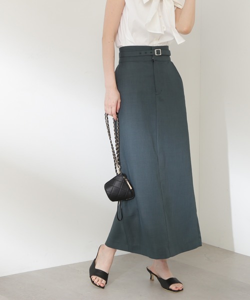 N.(N. Natural Beauty Basic)(エヌエヌナチュラルビューティーベーシック)の「【S Size Line】◆ベルト付タイトロングスカート(スカート・レディース・杢グレー/ブラウン/ダークグリーン・SMALL/MEDIUM)」の3枚目の写真