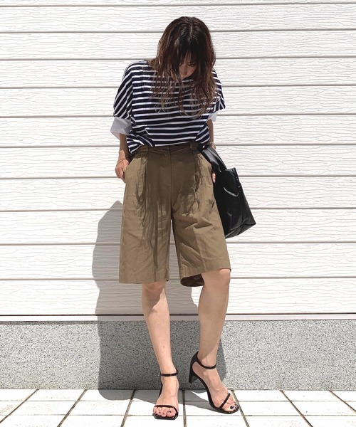 Q（キュー）の「ボーダーオーバーT（Tシャツ/カットソー・レディース・ブルー/ネイビー・MEDIUM）」の8枚目の写真