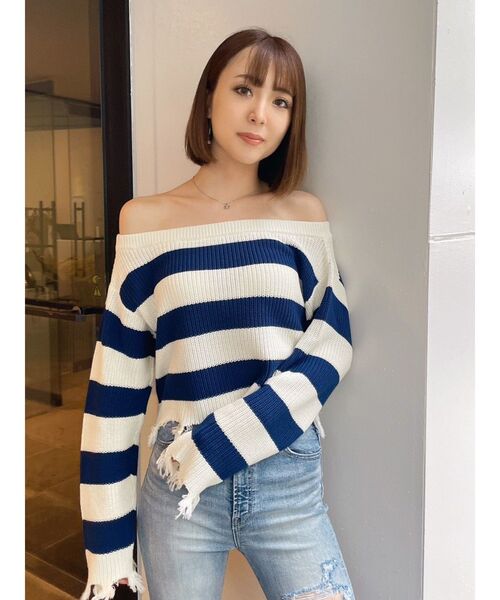 オブリ♡ボーダーニット ボーダーニット/ホワイト | TOPS | OBLI