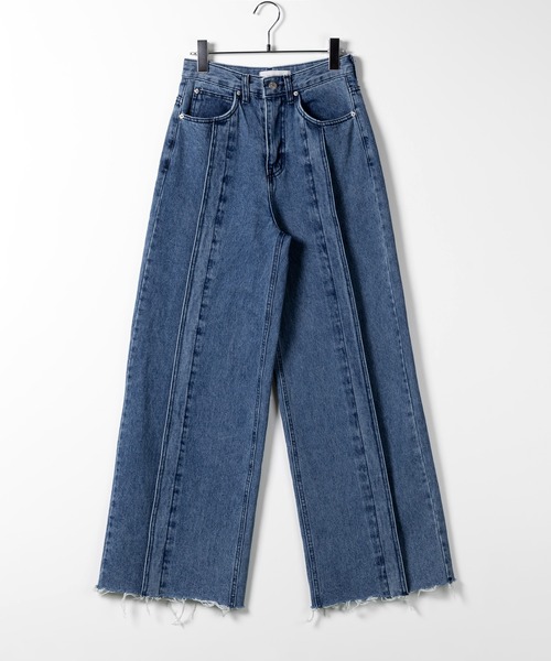 【美品】AMOMENT ロングデニムパンツ Mサイズ ストレートデニム パンツ レディース ボトムス ロング デニム