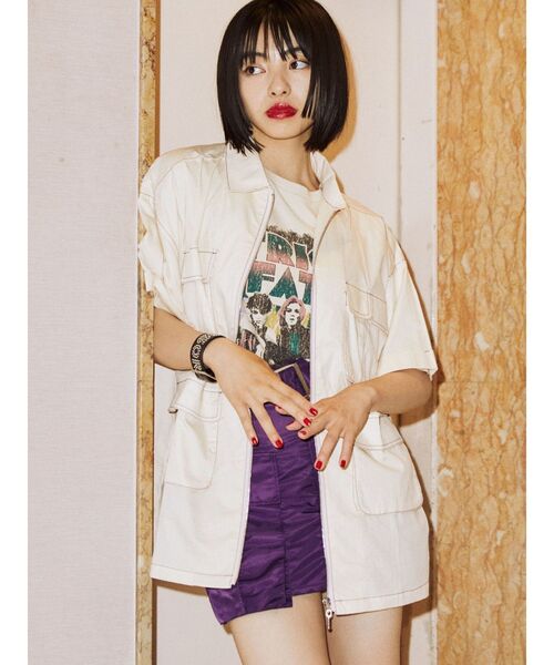 jouetie（ジュエティ）の「ワークポケットシャツ（シャツ/ブラウス・レディース・ブラック/ボルドー/アイボリー・MEDIUM）」の6枚目の写真