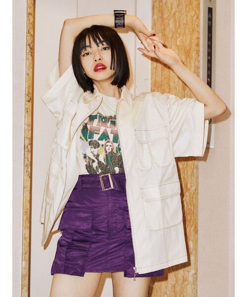 jouetie（ジュエティ）の「ワークポケットシャツ（シャツ/ブラウス・レディース・ブラック/ボルドー/アイボリー・MEDIUM）」の7枚目の写真