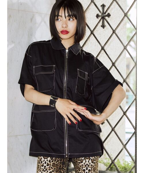 jouetie（ジュエティ）の「ワークポケットシャツ（シャツ/ブラウス・レディース・ブラック/ボルドー/アイボリー・MEDIUM）」の14枚目の写真