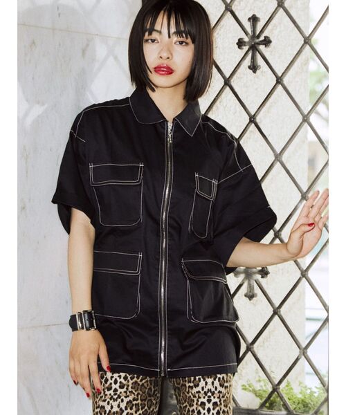 jouetie（ジュエティ）の「ワークポケットシャツ（シャツ/ブラウス・レディース・ブラック/ボルドー/アイボリー・MEDIUM）」の15枚目の写真