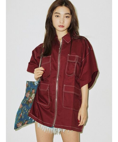 jouetie（ジュエティ）の「ワークポケットシャツ（シャツ/ブラウス・レディース・ブラック/ボルドー/アイボリー・MEDIUM）」の21枚目の写真