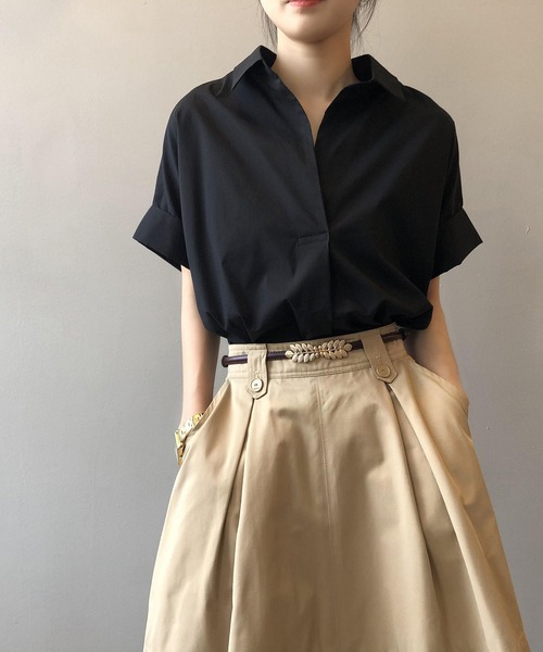 BLANC FICELLE(ブランフィセル)の「ルーズシルエット 5分袖 シャツ(シャツ/ブラウス・レディース・ホワイト/ブラック/ベージュ・S/L/M)」の9枚目の写真