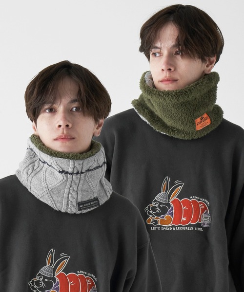 KRIFF MAYER Kid's Collection（クリフメイヤーキッズコレクション）の「モコネックウォーマー（ネックウォーマー/スヌード・キッズ・チャコール/ワインレッド/モカ/マスタード/カーキ/オフホワイト/グレー/ネイビー・LARGE/MEDIUM）」の3枚目の写真