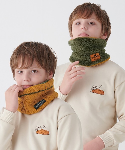 KRIFF MAYER Kid's Collection（クリフメイヤーキッズコレクション）の「モコネックウォーマー（ネックウォーマー/スヌード・キッズ・チャコール/ワインレッド/モカ/マスタード/カーキ/オフホワイト/グレー/ネイビー・LARGE/MEDIUM）」の7枚目の写真
