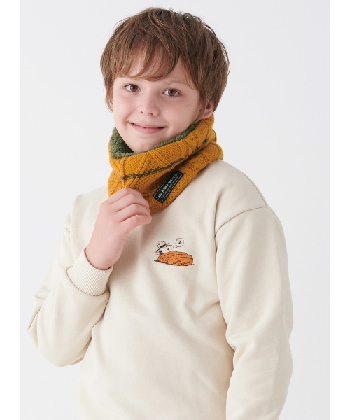 KRIFF MAYER Kid's Collection（クリフメイヤーキッズコレクション）の「モコネックウォーマー（ネックウォーマー/スヌード・キッズ・チャコール/ワインレッド/モカ/マスタード/カーキ/オフホワイト/グレー/ネイビー・LARGE/MEDIUM）」の15枚目の写真