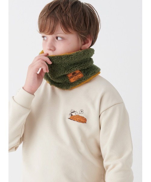 KRIFF MAYER Kid's Collection（クリフメイヤーキッズコレクション）の「モコネックウォーマー（ネックウォーマー/スヌード・キッズ・チャコール/ワインレッド/モカ/マスタード/カーキ/オフホワイト/グレー/ネイビー・LARGE/MEDIUM）」の16枚目の写真