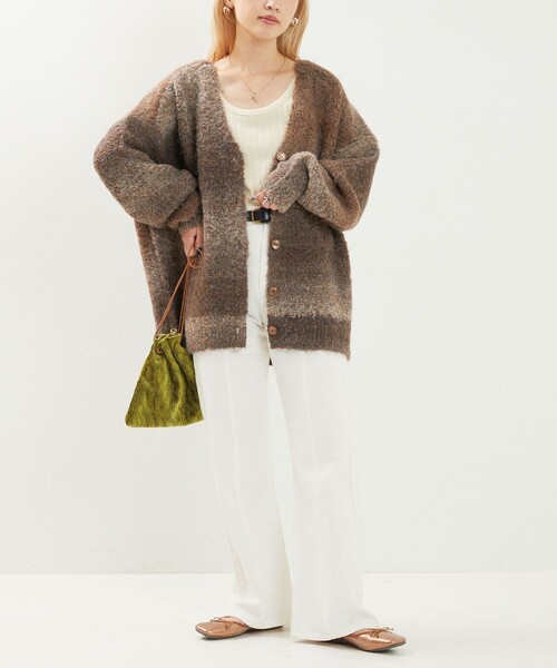 FREAK'S STORE（フリークスストア）の「限定展開　カラー グラデーション ループニット 2way カーディガン（前後2way）（カーディガン/ボレロ・レディース・オレンジ/グレー/パープル/ブラウン/その他・ﾌﾘ-）」の8枚目の写真