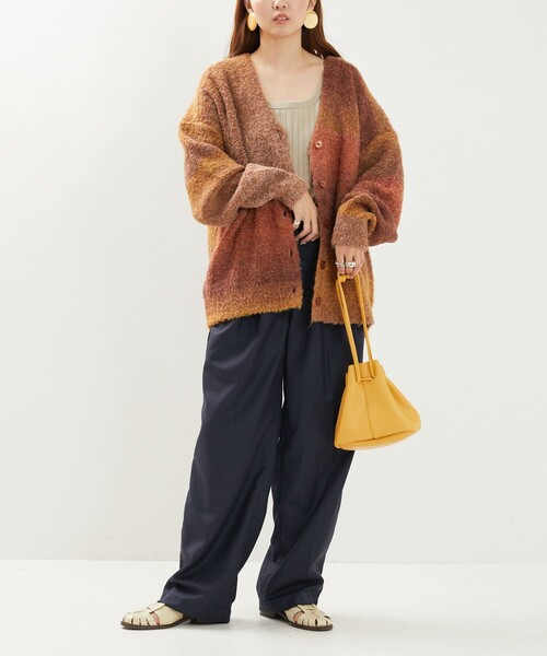 FREAK'S STORE（フリークスストア）の「限定展開　カラー グラデーション ループニット 2way カーディガン（前後2way）（カーディガン/ボレロ・レディース・オレンジ/グレー/パープル/ブラウン/その他・ﾌﾘ-）」の9枚目の写真