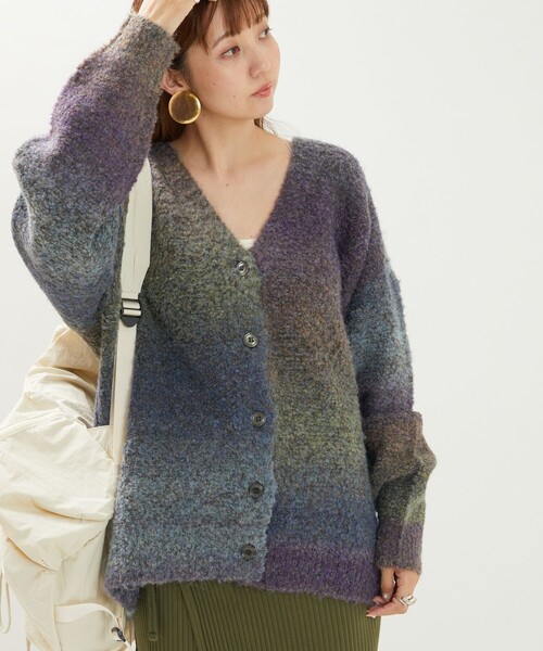FREAK'S STORE（フリークスストア）の「限定展開　カラー グラデーション ループニット 2way カーディガン（前後2way）（カーディガン/ボレロ・レディース・オレンジ/グレー/パープル/ブラウン/その他・ﾌﾘ-）」の11枚目の写真