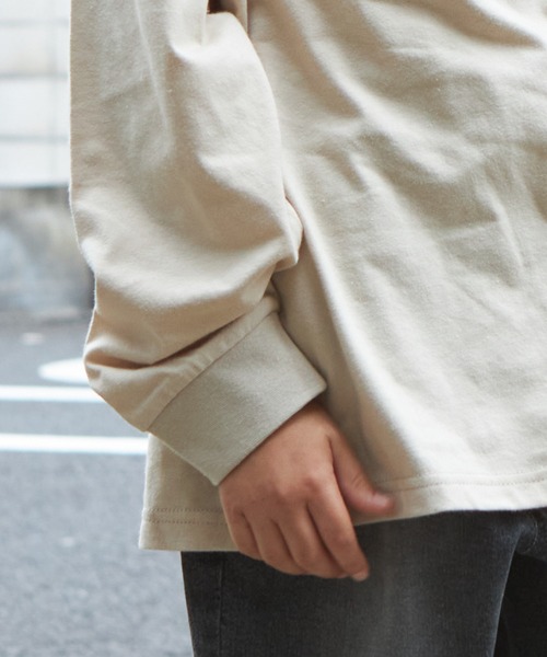PAIRMANON STREET(ペアマノンストリート)の「【PAIRMANON STREET】ビッグシルエット ワンポイント刺繍 長袖 ポロシャツ(Tシャツ/カットソー・キッズ・パープル/ライトベージュ/ブラック系その他/グリーン・140/150/90/120/110/130/100)」の7枚目の写真