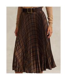 【美品】ポロラルフローレン プリーテッドプラッドクレープAラインミディスカートS POLO RALPH LAUREN（ポロ ラルフ ローレン）の「プリーテッド プラッド