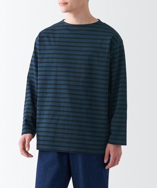 無印良品(ムジルシリョウヒン)の「洗いざらし太番手ボートネック九分袖Tシャツ(Tシャツ/カットソー・メンズ・イエロー系1/ネイビー系1/カーキ系3/ブラック系/ブラック系2/グレー系その他5・S/XS/L/M/XL/XXL)」の5枚目の写真