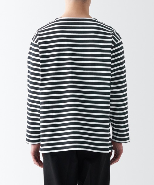 無印良品(ムジルシリョウヒン)の「洗いざらし太番手ボートネック九分袖Tシャツ(Tシャツ/カットソー・メンズ・イエロー系1/ネイビー系1/カーキ系3/ブラック系/ブラック系2/グレー系その他5・S/XS/L/M/XL/XXL)」の9枚目の写真