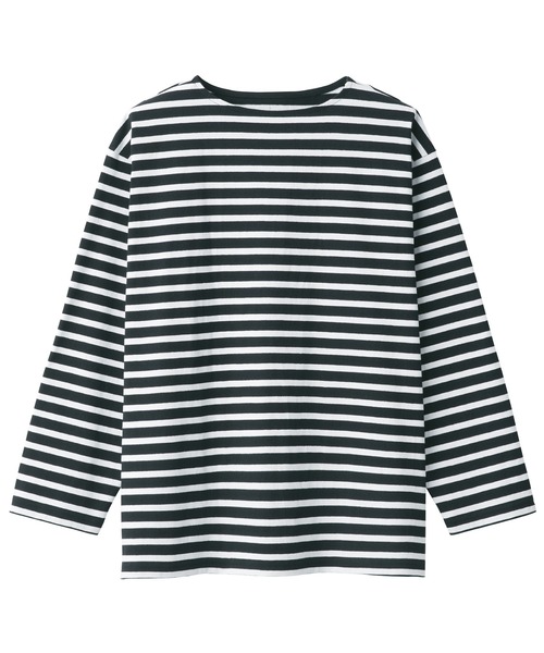 無印良品(ムジルシリョウヒン)の「洗いざらし太番手ボートネック九分袖Tシャツ(Tシャツ/カットソー・メンズ・イエロー系1/ネイビー系1/カーキ系3/ブラック系/ブラック系2/グレー系その他5・S/XS/L/M/XL/XXL)」の12枚目の写真