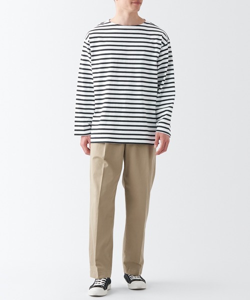 無印良品(ムジルシリョウヒン)の「洗いざらし太番手ボートネック九分袖Tシャツ(Tシャツ/カットソー・メンズ・イエロー系1/ネイビー系1/カーキ系3/ブラック系/ブラック系2/グレー系その他5・S/XS/L/M/XL/XXL)」の14枚目の写真