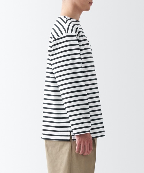 無印良品(ムジルシリョウヒン)の「洗いざらし太番手ボートネック九分袖Tシャツ(Tシャツ/カットソー・メンズ・イエロー系1/ネイビー系1/カーキ系3/ブラック系/ブラック系2/グレー系その他5・S/XS/L/M/XL/XXL)」の15枚目の写真