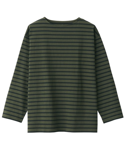 おまとめ　極美品　ストラ　カットソー　カーキ　黒 セール】洗いざらし太番手ボートネック九分袖Tシャツ（Tシャツ