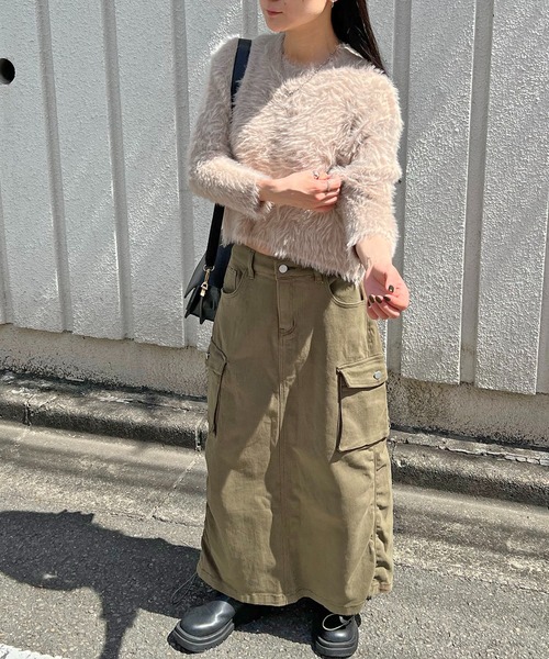 Jewelobe(ジュエローブ)の「シャギーショートニット(ニット/セーター・レディース・ブラック/ベージュ/ピンク/ホワイト/グリーン・FREE)」の20枚目の写真