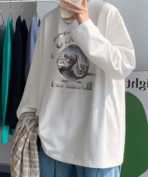 Anchor Smith(アンカー スミス)の「ビッグシルエットヴィンテージライクプリント長袖Tシャツ(Tシャツ/カットソー・メンズ・ブラック系1/ブラック系2/グリーン系1/グレー系2/ホワイト系2/ブルー系2/ホワイト系1/グレー系1/ブルー系1・L/M)」の2枚目の写真