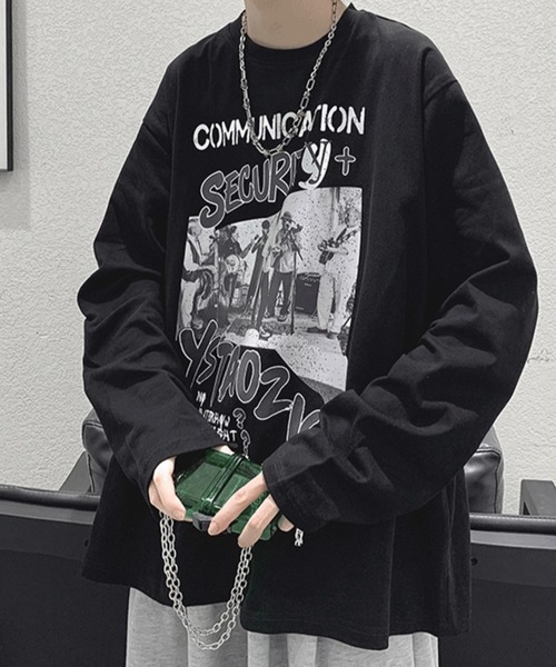 Anchor Smith(アンカー スミス)の「ビッグシルエットヴィンテージライクプリント長袖Tシャツ(Tシャツ/カットソー・メンズ・ブラック系1/ブラック系2/グリーン系1/グレー系2/ホワイト系2/ブルー系2/ホワイト系1/グレー系1/ブルー系1・L/M)」の1枚目の写真