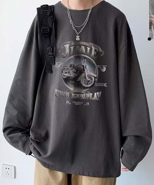Anchor Smith(アンカー スミス)の「ビッグシルエットヴィンテージライクプリント長袖Tシャツ(Tシャツ/カットソー・メンズ・ブラック系1/ブラック系2/グリーン系1/グレー系2/ホワイト系2/ブルー系2/ホワイト系1/グレー系1/ブルー系1・L/M)」の5枚目の写真