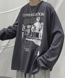 ビッグシルエットヴィンテージライクプリント長袖Tシャツ
